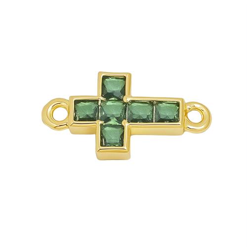 Cubic Zirconia Micro Pave Brass Connector Cross gold color plated DIY & micro pave cubic zirconia Sold By PC