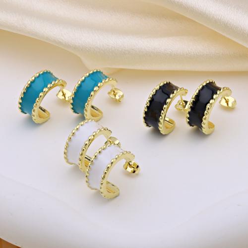 Mässing Stud Örhänge, guldfärg pläterade, för kvinna & emalj, fler färger för val, 9x17mm, Säljs av Par