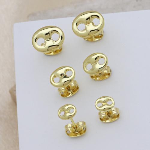 Brass Stud Earring gold color plated & for woman Sold By Pair