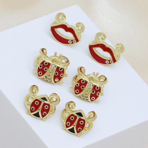 キュービックジルコニアマイクロパヴェブラスイヤリング, 銅, ゴールドメッキ, 異なるスタイルを選択 & マイクロパヴェジルコニア & 女性用 & エナメル, 無色, 売り手 ペア