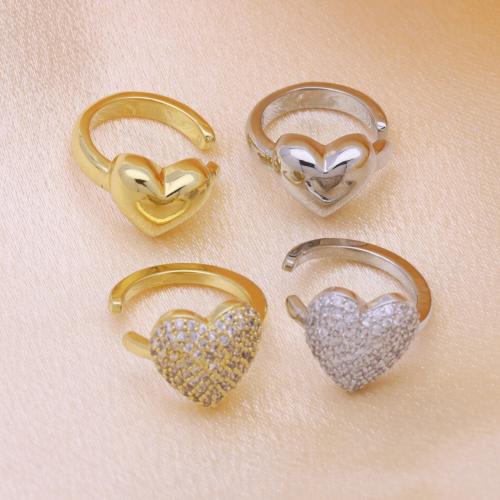 Cubic Zirconia Micro Pave Brass Earring Heart plated & micro pave cubic zirconia & for woman Sold By Pair