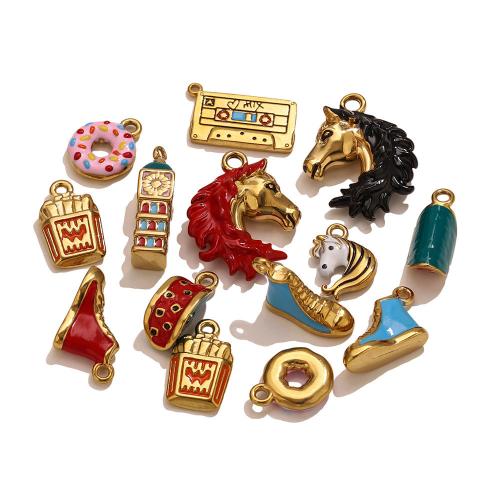 Stainless Steel Pendants 304 Stainless Steel gold color plated DIY & enamel Sold By PC