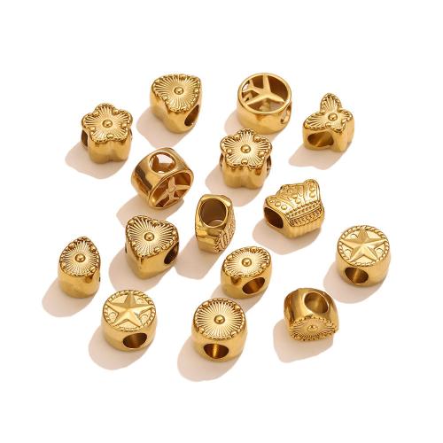 Stainless Steel Spacer Beads 304 Stainless Steel gold color plated DIY Sold By PC