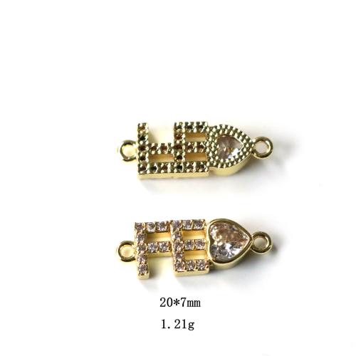 Messing connector met micro-paved kubieke zirconia's, plated, DIY & verschillende stijlen voor de keuze & micro pave zirconia & glazuur, Verkocht door PC