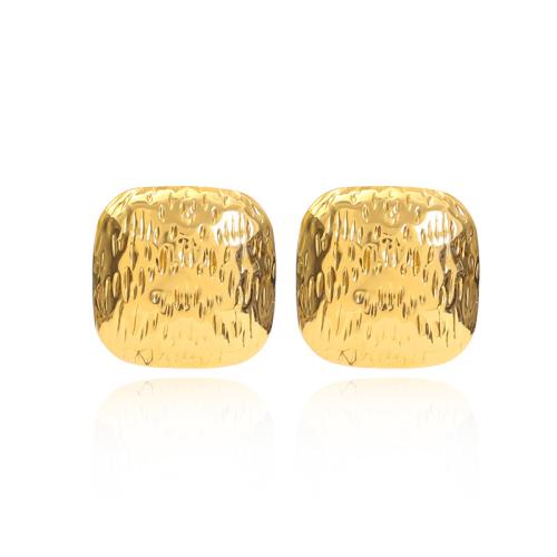 304 Stainless Steel Stud Earring Square gold color plated fashion jewelry & for woman Sold By Pair