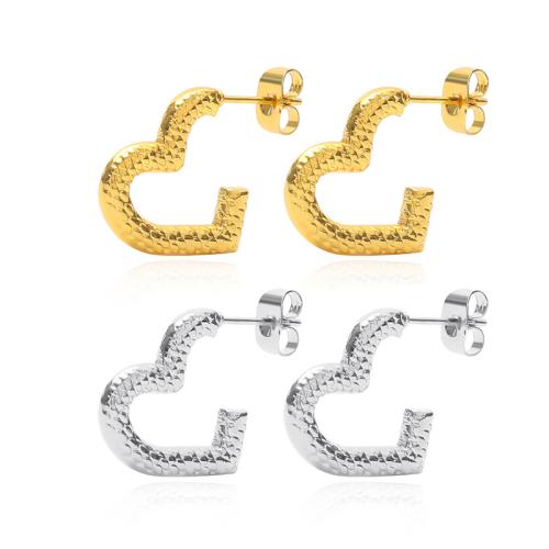 304 rostfritt stål Stud Earring, Hjärta, mode smycken & för kvinna, fler färger för val, 18x18mm, Säljs av Par