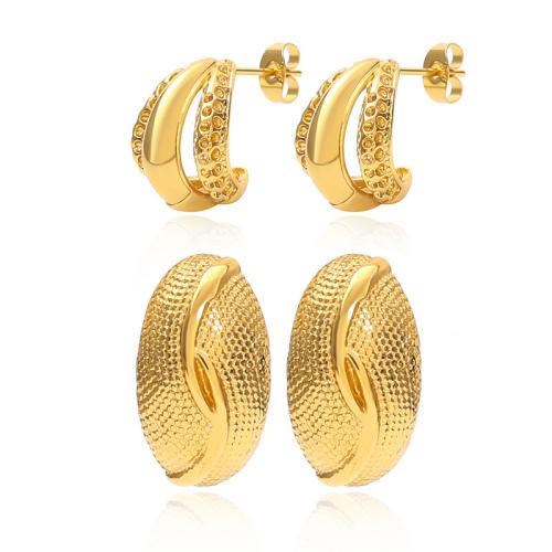 304 rustfrit stål Stud Earring, guldfarve belagt, forskellige stilarter for valg & for kvinde, Solgt af par