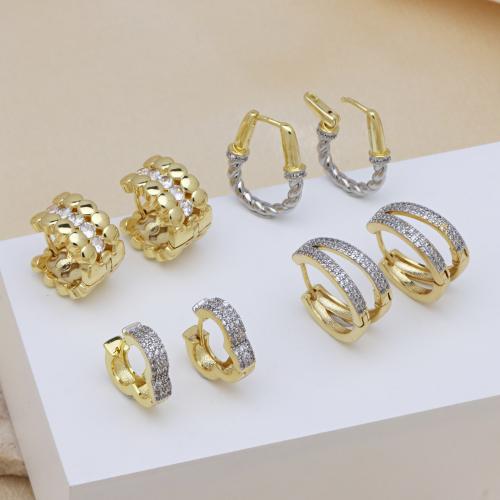 Cilindrata Zircone Orecchini in ottone micro pavimenta, placcato, stili diversi per la scelta & Micro spianare cubic zirconia & per la donna, nessuno, Venduto da coppia