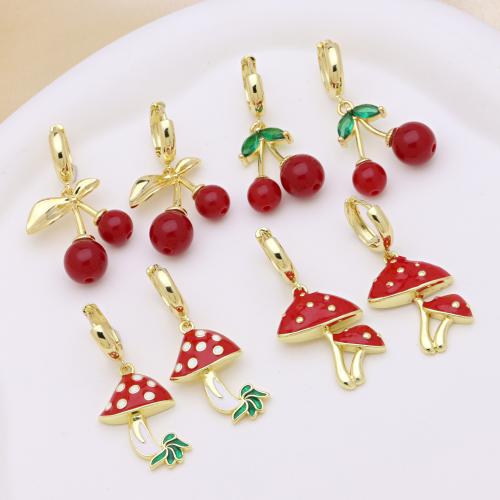 Ottone Orecchino con pendente, placcato color oro, stili diversi per la scelta & Micro spianare cubic zirconia & per la donna & smalto, nessuno, Venduto da coppia