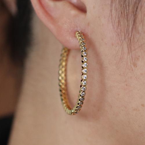 Cilindrata Zircone Orecchini in ottone micro pavimenta, placcato color oro, formato differente per scelta & per la donna & con zirconi cubici, nessuno, Venduto da coppia