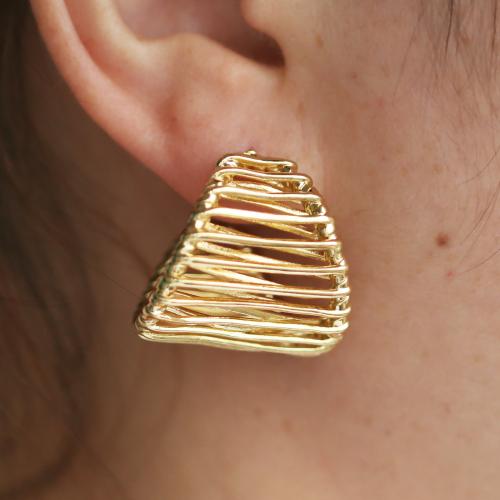 ορείχαλκος Stud σκουλαρίκι, Ορείχαλκος, χρώμα επίχρυσο, για τη γυναίκα & κοίλος, περισσότερα χρώματα για την επιλογή, 25x26mm, Sold Με Ζεύγος