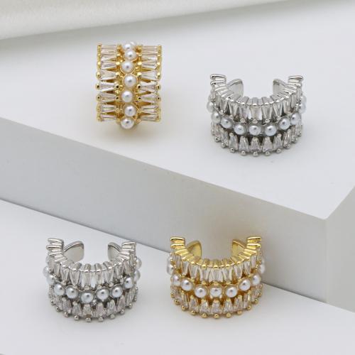 Kubni cirkonij Micro Pave Brass naušnica, Mesing, s Kubni cirkonij & Plastična Pearl, pozlaćen, za žene, više boja za izbor, 18x12mm, Prodano By par