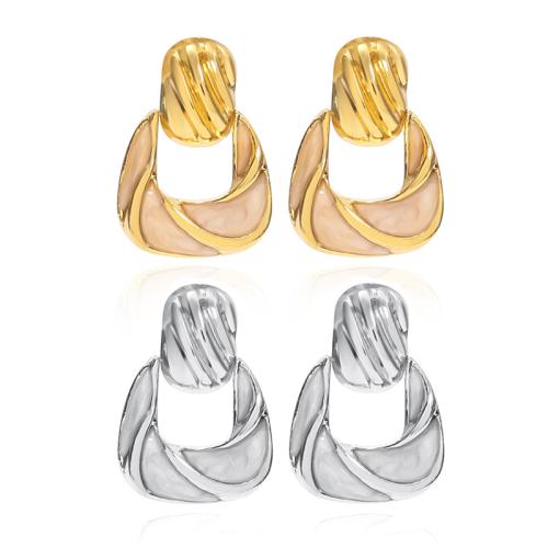 304 rustfrit stål Drop Earring, Geometrisk mønster, for kvinde & epoxy sticker, flere farver til valg, 17x24mm, Solgt af par