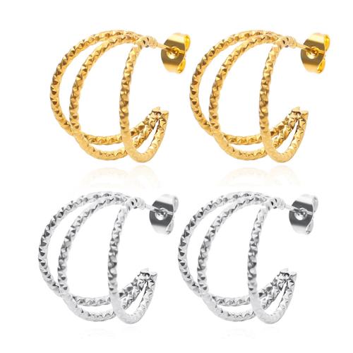 304 Stainless Steel Stud Earring Geometrical Pattern plated for woman & hollow Sold By Pair