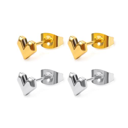 304 Stainless Steel Stud Earring Heart Vacuum Ion Plating fashion jewelry & for woman Sold By Pair