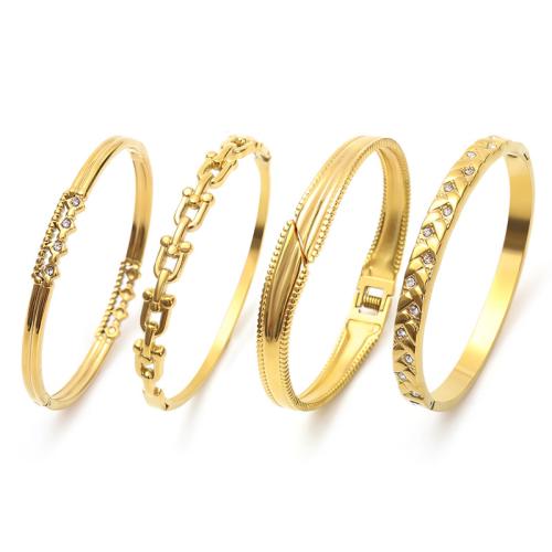 acero inoxidable 304 Brazalete, chapado en color dorado, diferentes estilos para la opción & para mujer & con diamantes de imitación, Vendido por UD