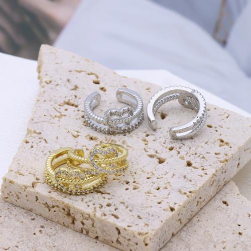 Cubic Zirconia Micro Pave Brass Earring Heart plated micro pave cubic zirconia & for woman Sold By Pair