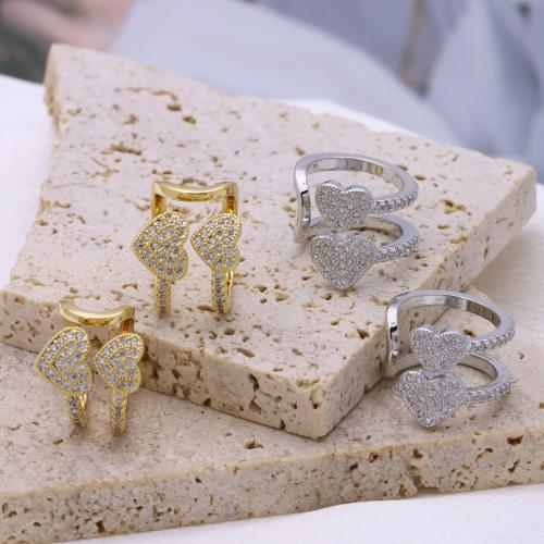 Cubic Zirconia Micro Pave Brass Earring Heart plated micro pave cubic zirconia & for woman Sold By Pair