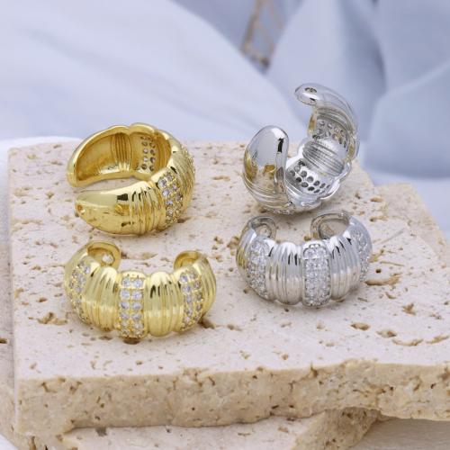 Cubic Zirconia Micro Pave Brass Earring plated micro pave cubic zirconia & for woman Sold By Pair