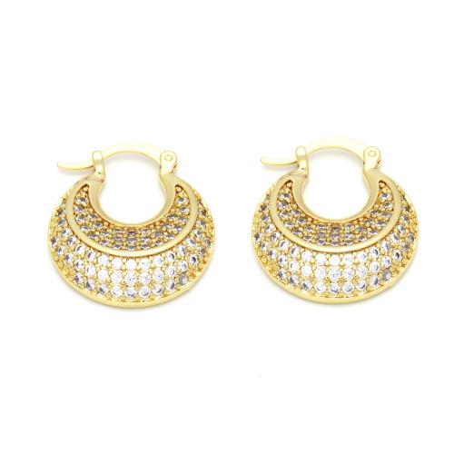 Cubic Zirconia Micro Pave Brass Earring gold color plated micro pave cubic zirconia & for woman Sold By Pair