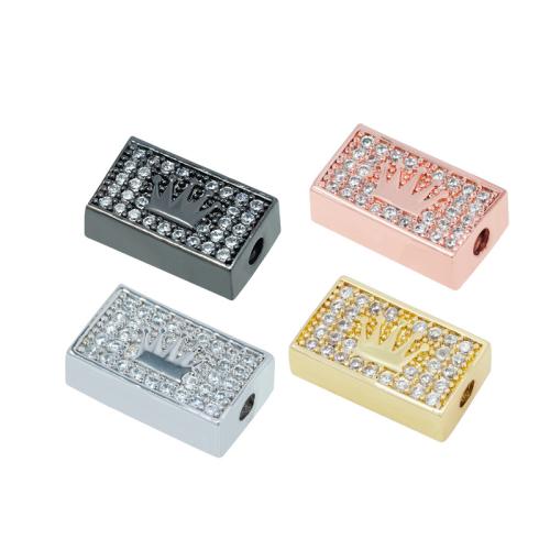Brass Spacer Beads Rectangle plated DIY & micro pave cubic zirconia Sold By PC