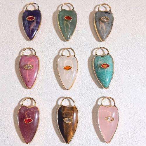 Pendants Gemstone Jewelry, le Prás, Croí, snasta, DIY & ábhair éagsúla do rogha & micrea réiteach zirconia ciúbach, 18x34mm, Díolta De réir PC