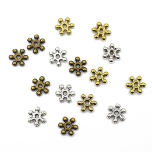 Zink legering smykker Skiver, Zinc Alloy, Snowflake, forgyldt, du kan DIY, flere farver til valg, 8mm, Hole:Ca. 1.5mm, Solgt af PC