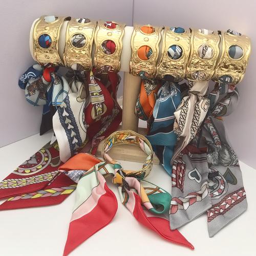 304 Stainless Steel Cuff Bangle with Polyester gold color plated vintage & for woman & hollow Inner Approx 55mm Sold By PC