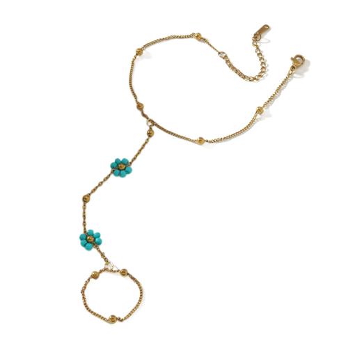 304 Stainless Steel Bracelet Ring with Glass gold color plated fashion jewelry & for woman Sold By PC