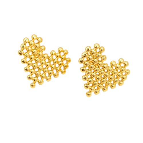 304ステンレススチール スタッドイヤリング, ハート形, ゴールドメッキ, ファッションジュエリー & 女性用, 20x18mm, 売り手 ペア