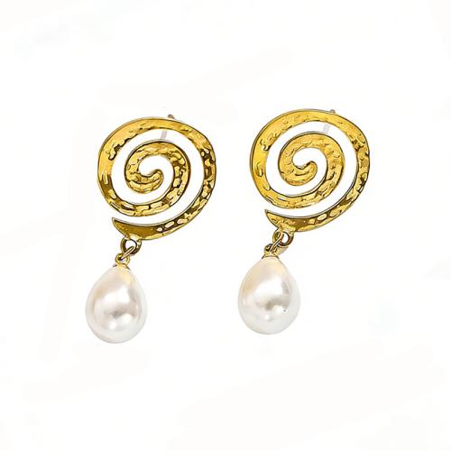 304ステンレススチール ドロップイヤリング, とともに ターコイズ & プラスチック製パール, ゴールドメッキ, 異なるスタイルを選択 & 女性用 & ライン石のある, 売り手 ペア