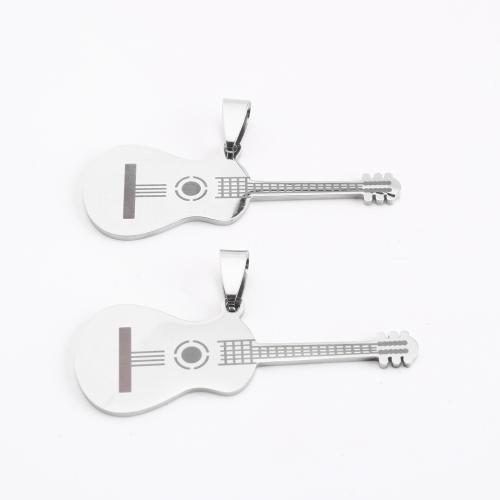 Stainless Steel Pendants 304 Stainless Steel Guitar DIY original color Sold By PC