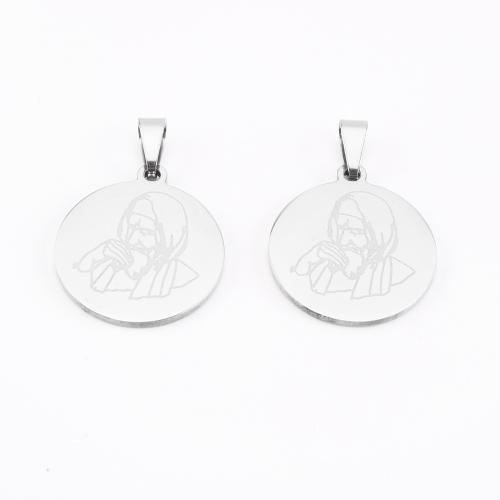 Stainless Steel Pendants 304 Stainless Steel Flat Round DIY original color Sold By PC