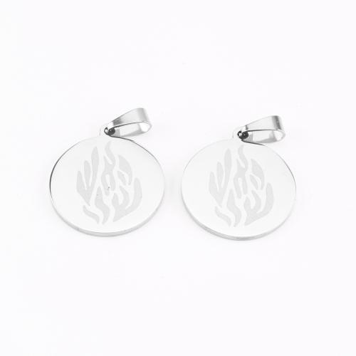 Stainless Steel Pendants 304 Stainless Steel Flat Round DIY original color Sold By PC