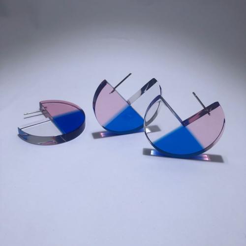 Acetate Stud Earring Geometrical Pattern fashion jewelry & transparent & for woman Sold By Pair
