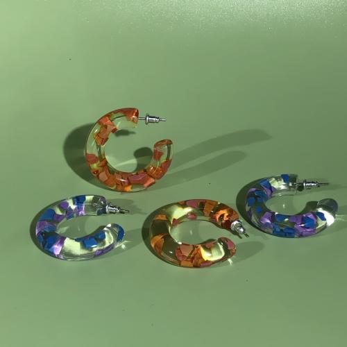 Acrylic Stud Earring Letter C transparent & for woman Sold By Pair