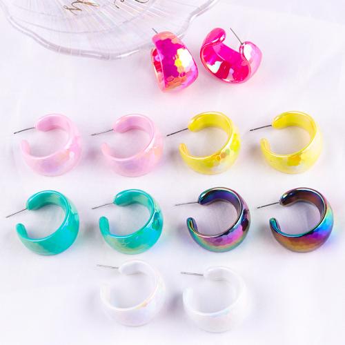 Acrylic Stud Earring Letter C painted fashion jewelry & for woman Sold By Pair