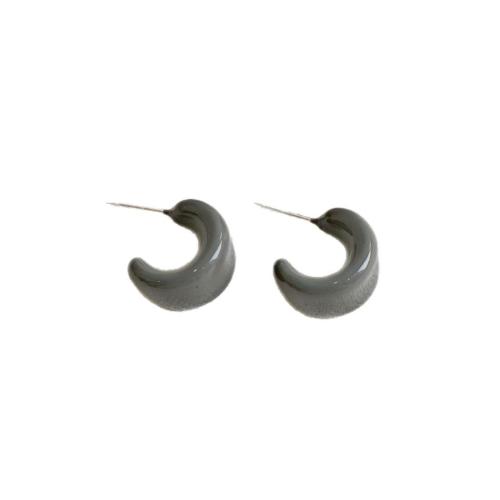 Mässing Stud Earring, Letter C, silver pläterad, för kvinna & emalj, fler färger för val, 17x11x6mm, Säljs av Par
