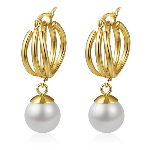 Zinc Alloy Lever Back Earring with Plastic Pearl plated fashion jewelry & for woman & hollow Sold By Pair