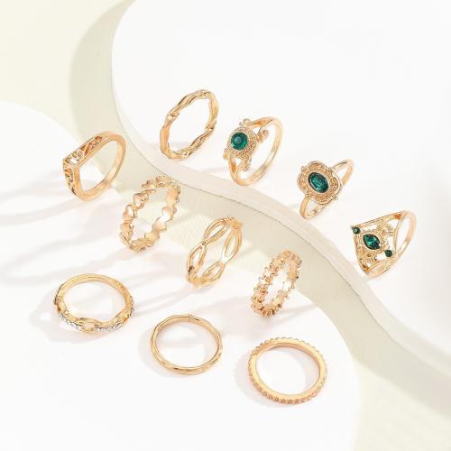 Zinc Alloy Ring Set plated & for woman & with rhinestone US Ring Sold By Set