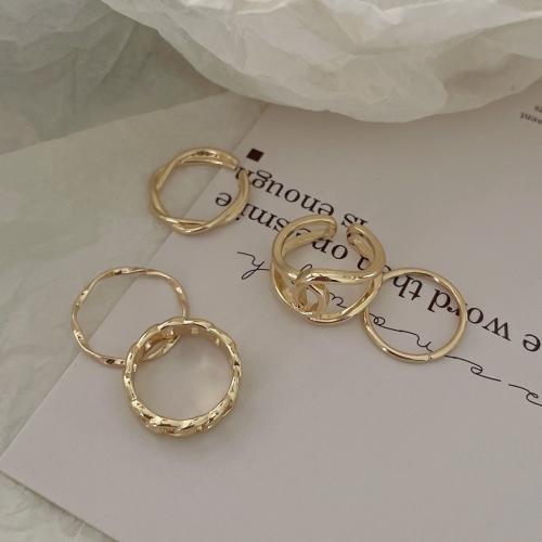 Zinc Alloy Ring Set gold color plated 5 pieces & for woman US Ring Sold By Set