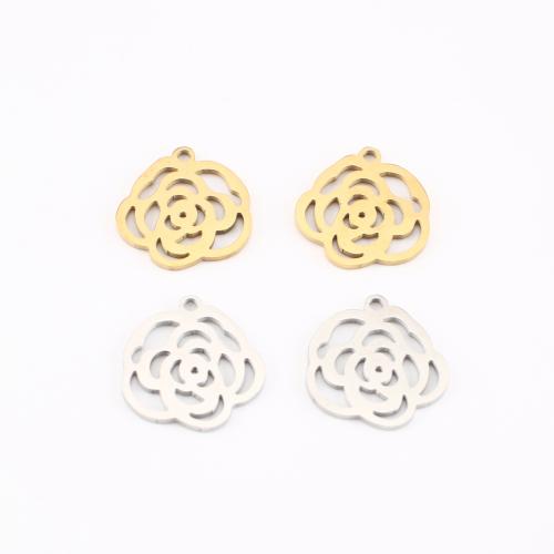 Stainless Steel Flower Pendant 304 Stainless Steel plated DIY & hollow Sold By PC