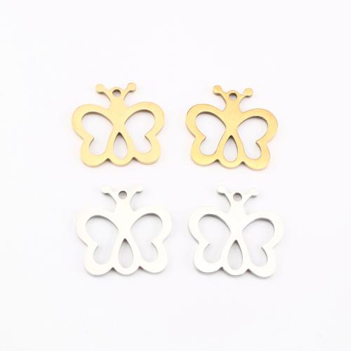Acero inoxidable Colgantes Animal, acero inoxidable 304, Mariposa, chapado, Bricolaje & hueco, más colores para la opción, 15x16x1mm, Vendido por UD