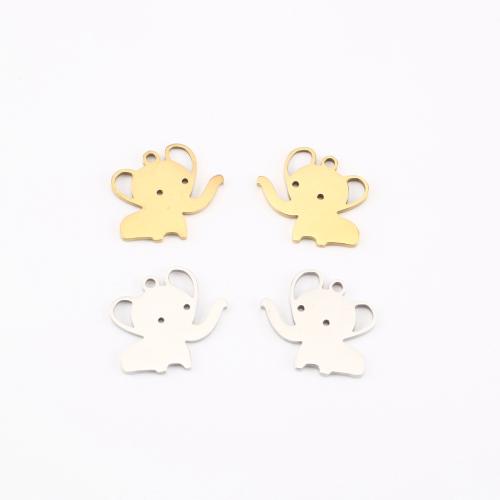Acero inoxidable Colgantes Animal, acero inoxidable 304, Elefante, chapado, Bricolaje & hueco, más colores para la opción, 15x17x1mm, Vendido por UD