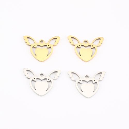 Privjesci od nehrđajućeg čelika srce, 304 nehrđajućeg čelika, Krilati Heart, pozlaćen, možete DIY & šupalj, više boja za izbor, 13x16x1mm, Prodano By PC