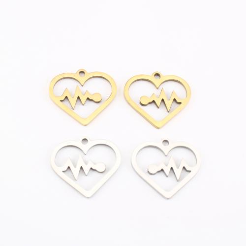 Stainless Steel Heart Pendants 304 Stainless Steel Electrocardiographic plated DIY & hollow Sold By PC