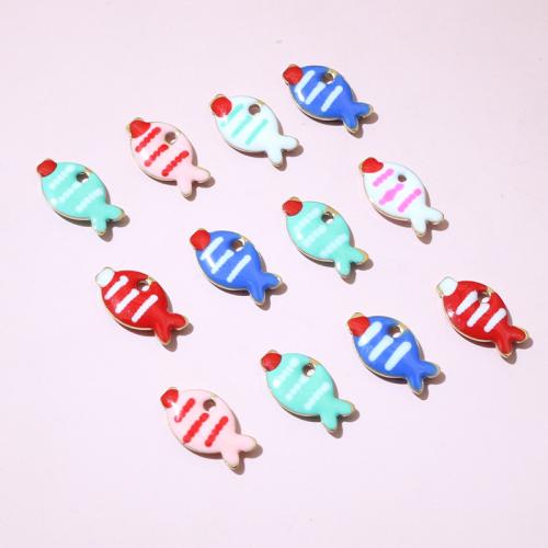 Stainless Steel Animal Pendants 304 Stainless Steel Fish gold color plated DIY & enamel Sold By PC