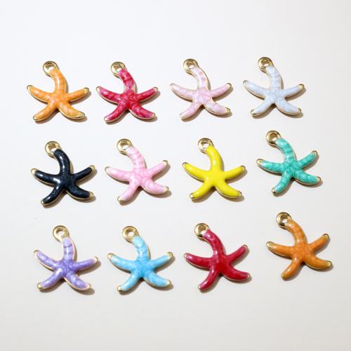 Stainless Steel Animal Pendants 304 Stainless Steel Starfish gold color plated DIY & enamel Sold By PC