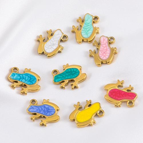 Stainless Steel Animal Pendants 304 Stainless Steel Frog gold color plated DIY & enamel Sold By PC