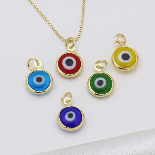 Evil Eye Pendants Brass gold color plated double-sided enamel & DIY Sold By PC